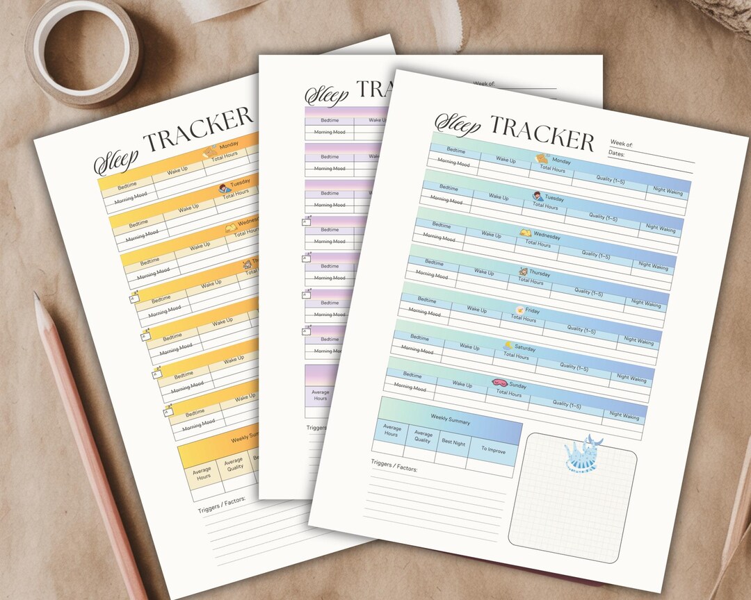 Weekly Sleep Tracker Printable | Sleep Log, Bedtime Journal (digital ...