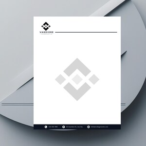 May include: White letterhead with the "VARDIEERE TECHNOLOGY CO." logo at the top, a horizontal line, and a gray geometric design in the center. The bottom features contact information. The design is on a white background.