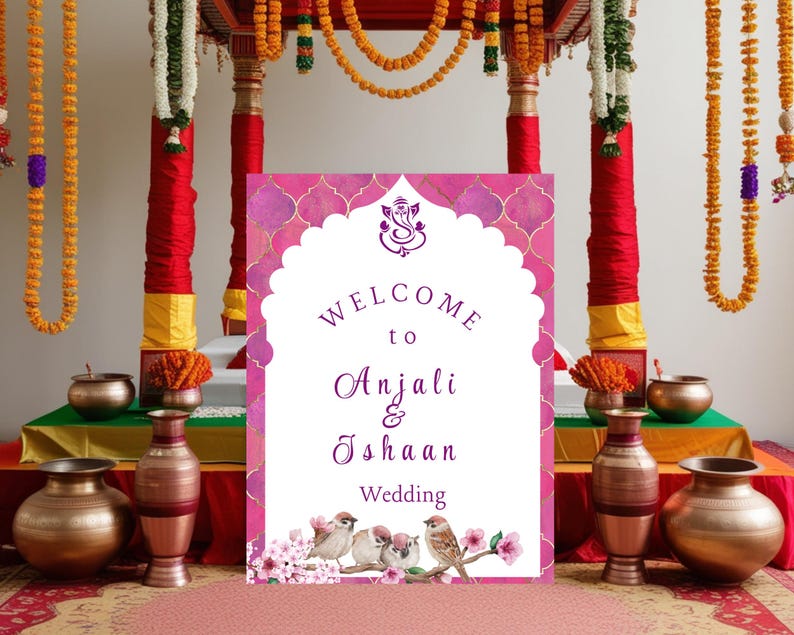 Indian Wedding Welcome Sign Template – Digital Printable Sign for ...