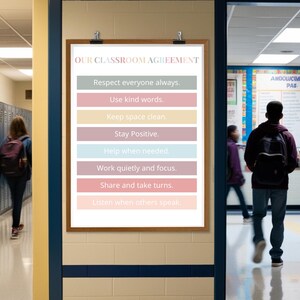 Editable Classroom Rules Poster: Pastel Class Agreement (digital ...