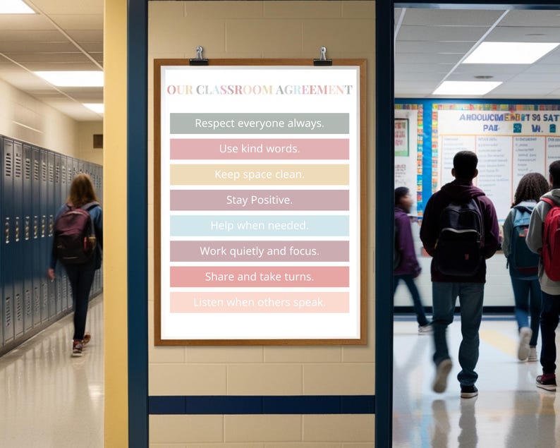 Editable Classroom Rules Poster: Pastel Class Agreement (digital ...