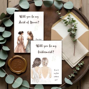 Bridesmaid and Maid of Honor Proposal Card Will You Be My Bridesmaid Wedding Party Invitation Printable Instant Download Canva Template