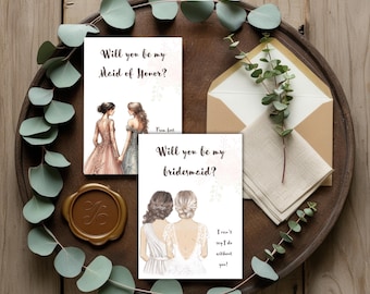 Bridesmaid Proposal Card: Elegant Wedding Party Invitation (Canva Template)