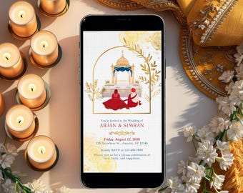 Pastel Floral Indian Wedding Invitation: Hindu & Sikh Shaadi Card (Digital Template)