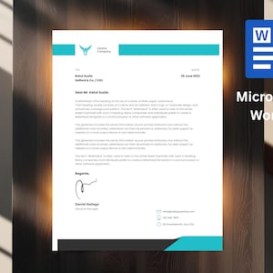 Plantilla de membrete empresarial moderna: editable en Microsoft Word / Personalizable e imprimible para pequeñas empresas.