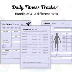 Fitness Tracker Bundle | Daily Fitness Tracker, Workout Tracker, Fitness Goals | Digital & Printable PDF