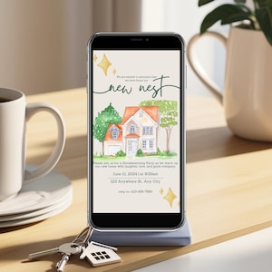 Digital Housewarming Invitation – Editable, Printable, WhatsApp & Mobile Friendly | Modern Minimalist Housewarming Party Invite