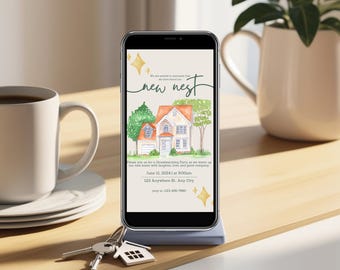 Digital Housewarming Invitation – Editable, Printable, WhatsApp & Mobile Friendly | Modern Minimalist Housewarming Party Invite