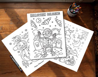 Halloween Coloring Pages | Printable Spooky Activity Sheets (Digital Download)