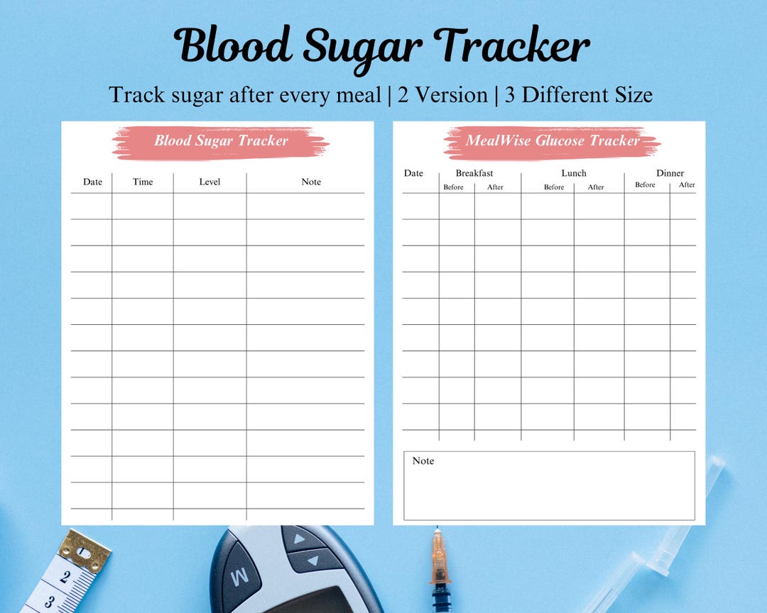 Blood Sugar Tracker Printable | Glucose Log for Diabetics (digital ...