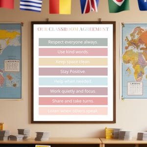 Editable Classroom Rules Poster: Pastel Class Agreement (digital ...