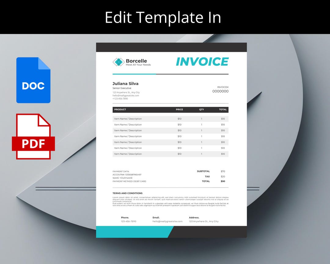 Editable Invoice Template: Professional Design for Small Business (PDF ...