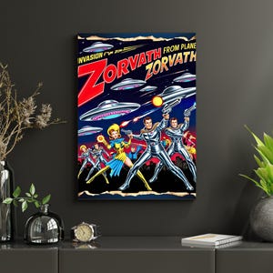 2er Set Retro Vintage Wandkunst | 70er Jahre-inspirierte Drucke | Psychedelische moderne Dekoration | Mid-Century Digitale Kunst | Mehrere Größen