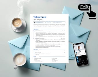 Minimalist Resume Template: Professional CV with Cover Letter (Canva, Google Docs, MS Word)