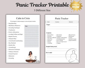 Panic Attack Tracker Printable – Anxiety Relief, Coping Strategies (PDF)