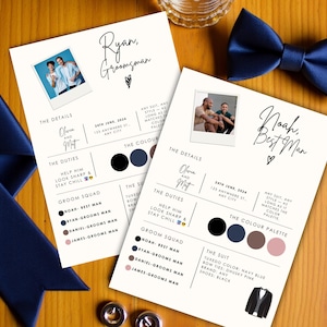 Editable Groomsman Info Card | Canva Template | Minimalist Best Man Insert | Wedding Party Details | 4x6 & 5x7 Printable Sizes
