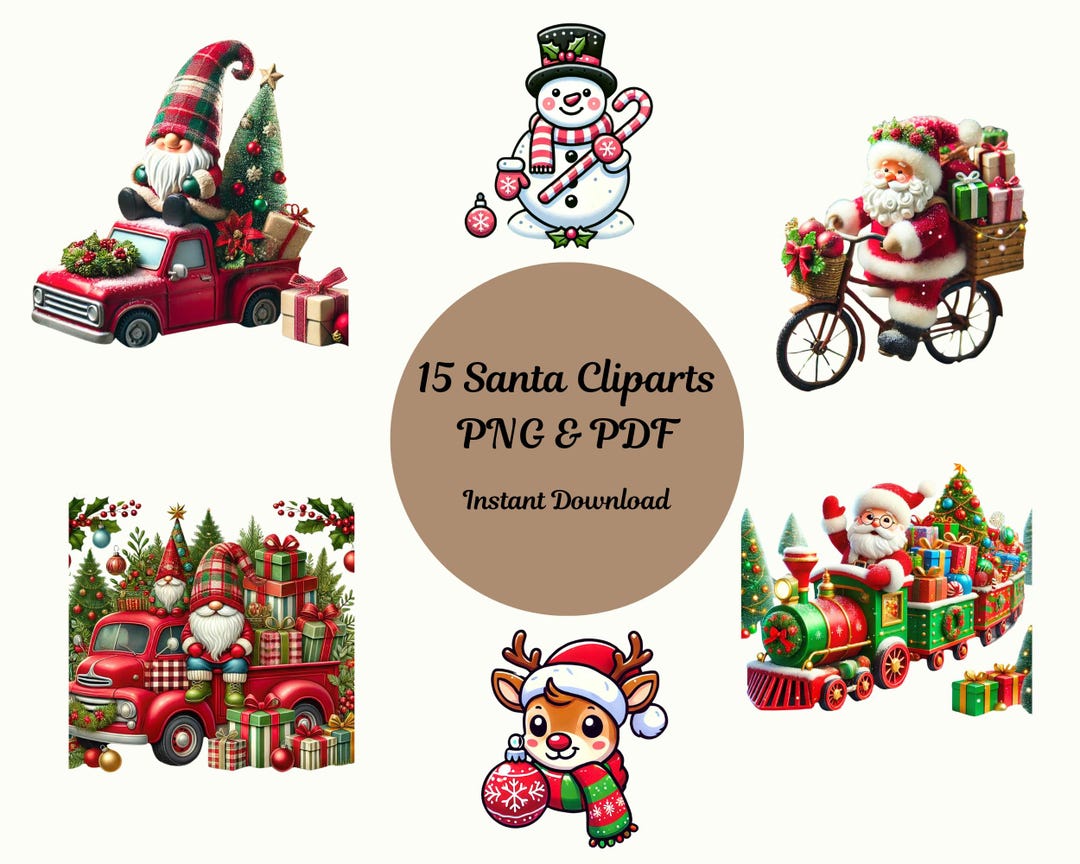 Santa Clipart Bundle: 15 Christmas PNG Designs (instant Download) - Etsy