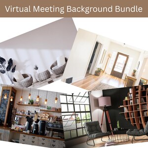 Virtual Meeting Background Bundle | 11 Zoom & Google Meet Backgrounds | Professional Home Office Virtual Backdrops | Digital Download