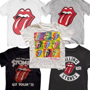 Rolling Stones Children's Tees - Kids Rock Band Clothing Tops T Shirts - Tongue and Lips Iconic Logo -  Music