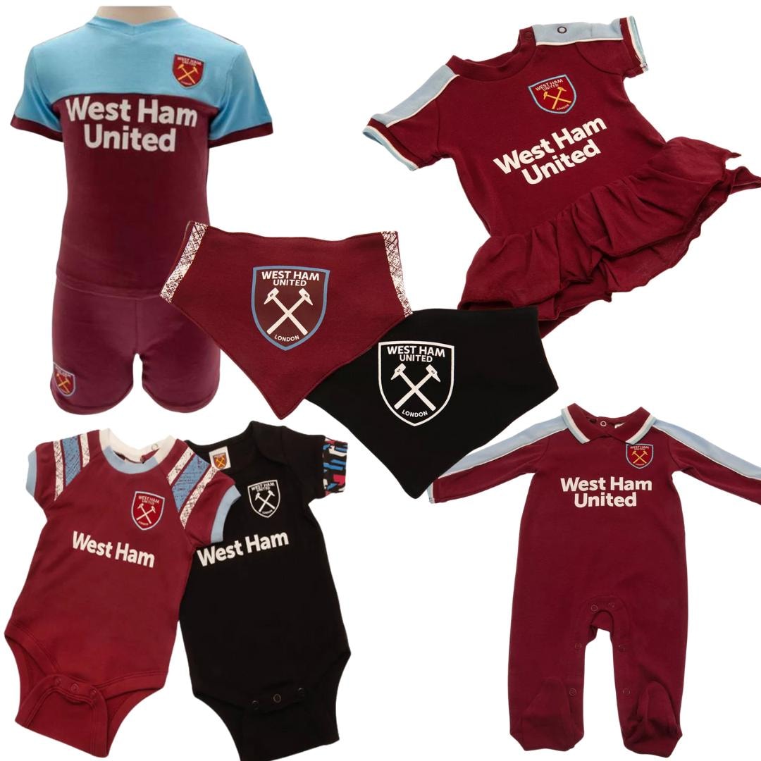 West Ham FC Baby Clothing Vests, Sleepsuits, Tutu, Bibs and Baby