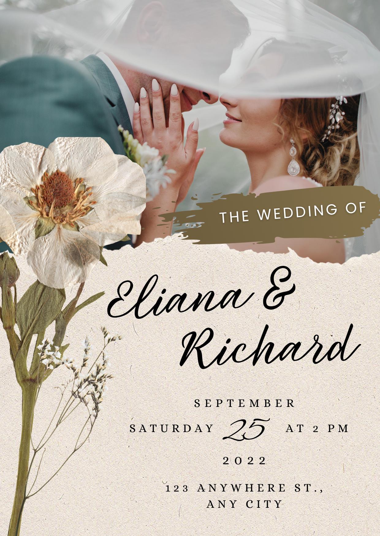 Editable Wedding Invitation Template | Classic Elegant Canva Design ...