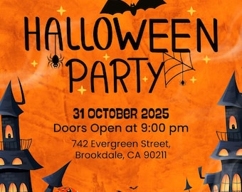 Halloween Party Invitation Template | Canva Editable | Spooky Night ...