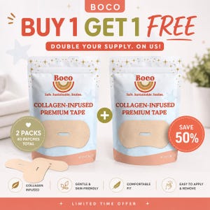 BOCO Collagen-Infused Tape | Buy 1 Get 1 Free, 60 Patches Total