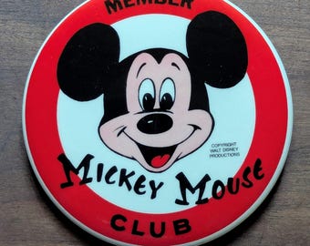 Vintage Walt Disney Productions Mickey Mouse Club Member Button Pin – 3.5" Round Pinback – Circa 1970