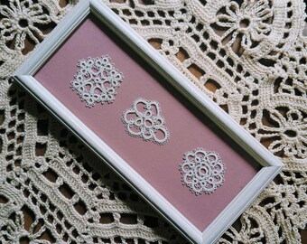 Vintage Framed White Lace Motifs Wall Art