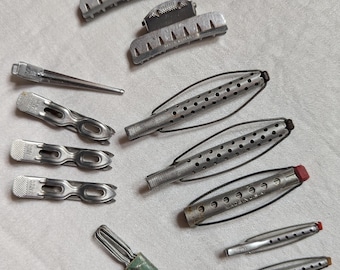 Vintage Aluminum Hair Perm Rods, Hairpins and Hair Clips | circa 1960s Hair Styling Tools