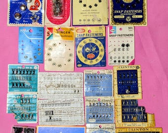 Vintage Sewing Snap Fasteners, Hooks & Eyes, Button Covers Lot