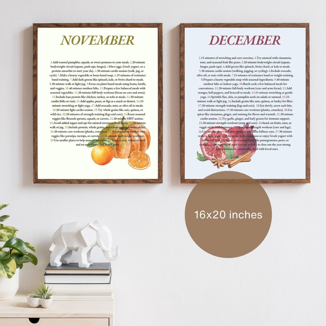Monthly Weight Loss Calendar, Printable Wall Calendar, Self Care