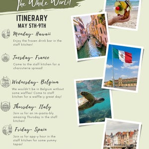 Around the World Teacher Appreciation Week Itinerary Template (editable ...