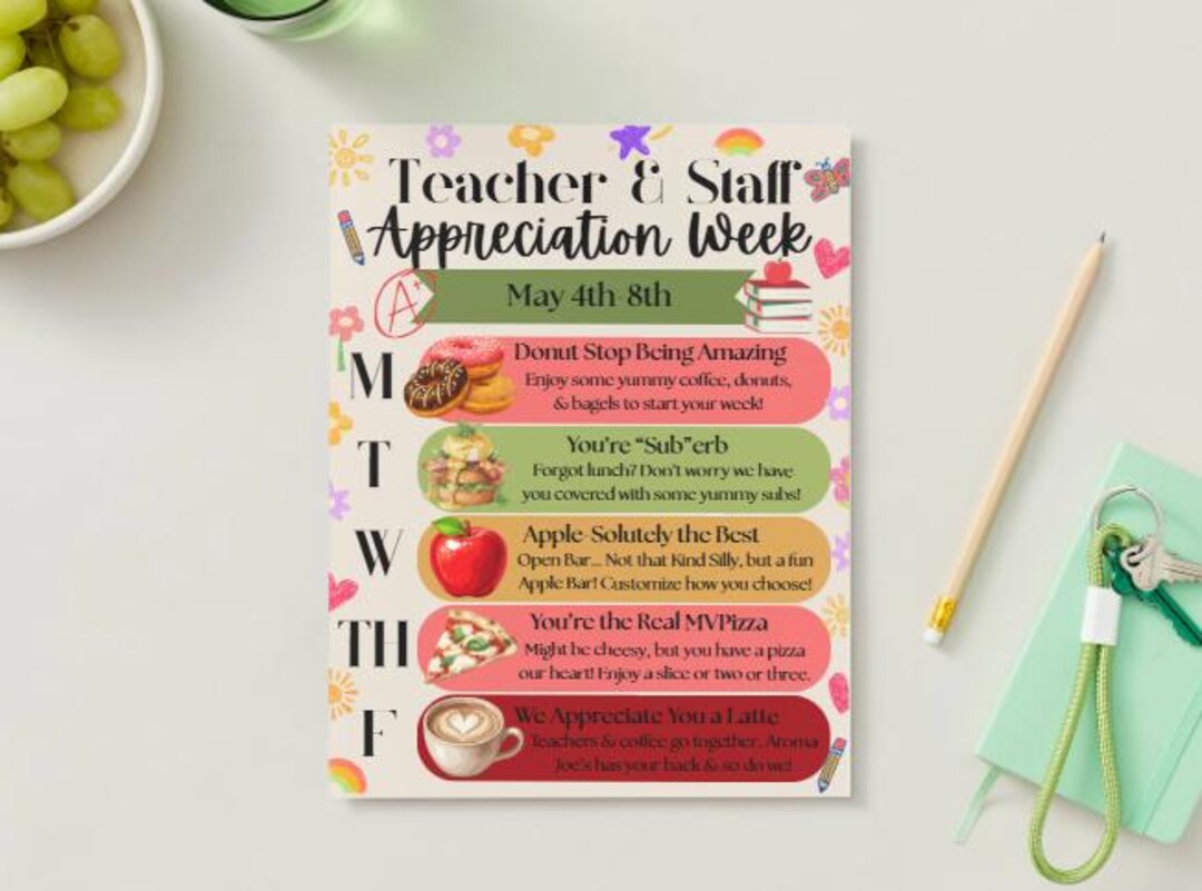 Teacher & Staff Appreciation Week Editable Flyer Template | Canva ...