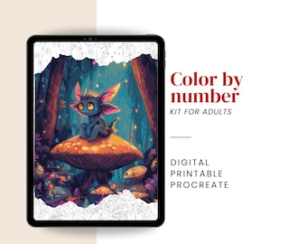 Magical Creature Paint by Number | Fantasy Color by Number for Adults – Digital & Printable Kit