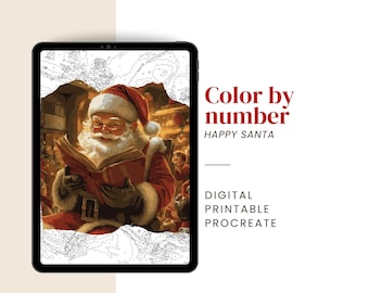 Santa Paint by Number | Christmas Color by Number for Adults – Digital & Printable Kit