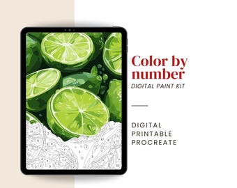 Fresh Lime Paint by Number – Digital & Printable Kit | PNG, PDF, SVG, Procreate files