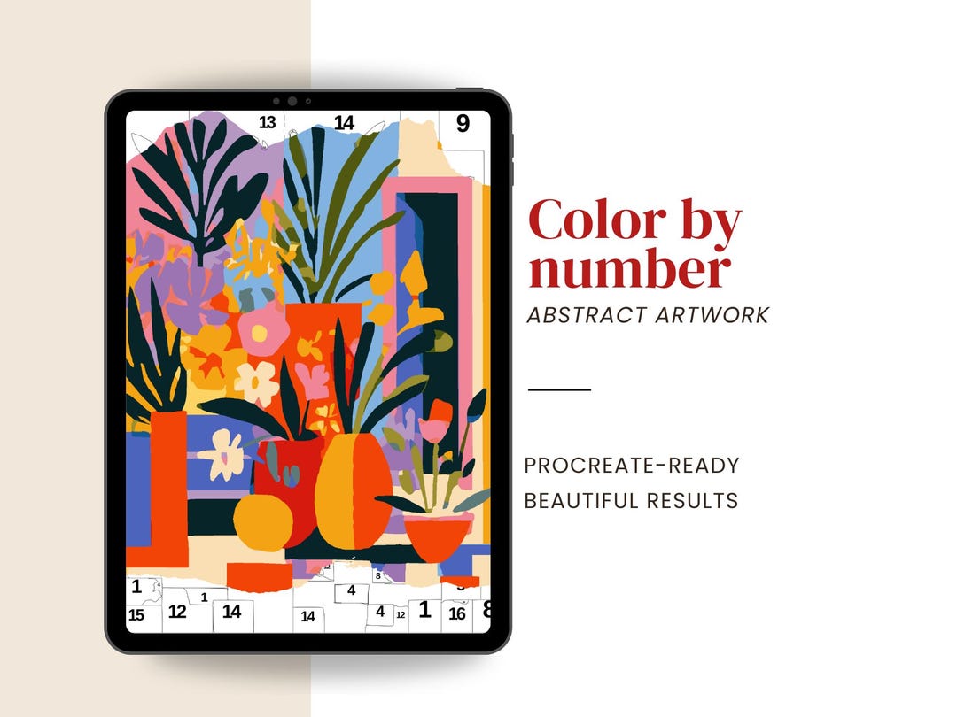 Reading Color Number Abstract Modern Abstract Paint by Number – Digital Coloring for Adults | PNG ...