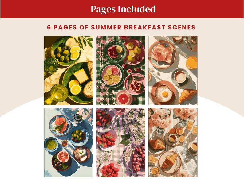 Summer Breakfast Paint by Number Bundle: 6 Still Life Paintings ...