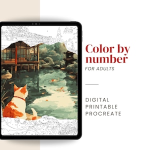 Giardino giapponese da dipingere con i numeri – Kit digitale e stampabile per adulti (file Procreate, PDF, PNG e SVG)