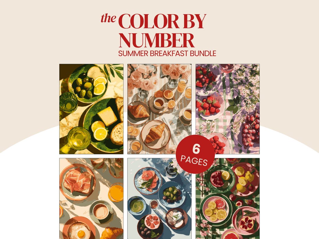 Summer Breakfast Paint by Number Bundle: 6 Still Life Paintings ...