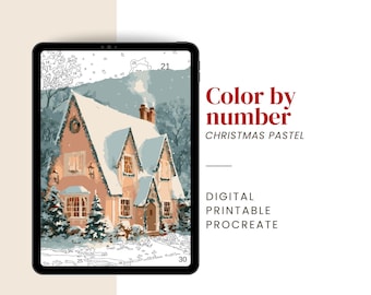 Pastel Christmas Color by Number Digital & Printable Kit | PNG, PDF, SVG, Procreate files