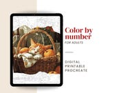 Adult Paint By Numbers: Digital painting kit for Procreate or Print (swatches included) | Sleeping cat