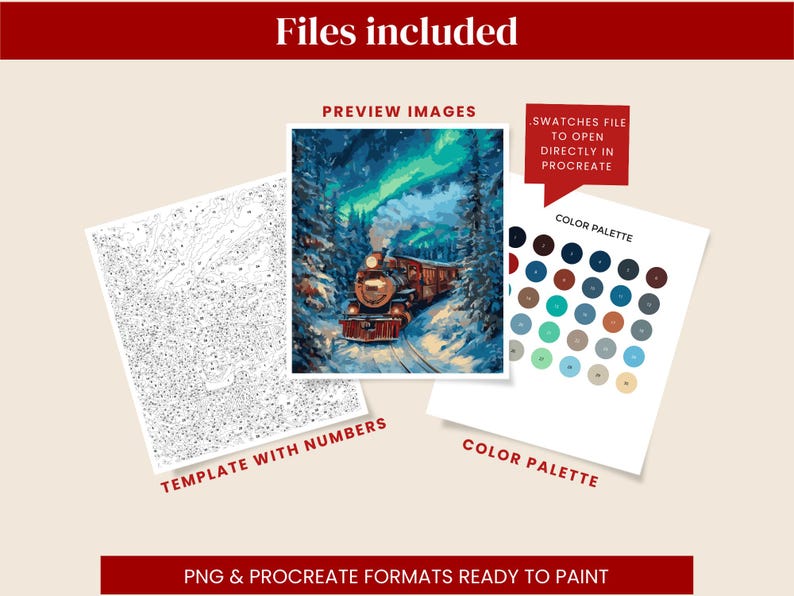 20 Color by Numbers Book | Digital Paint by Number Kit Adult | PNG and ...