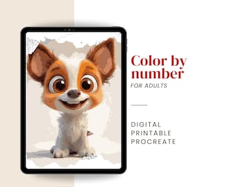 Puppy Paint by Number | Dog Color by Number for Adults – Digital & Printable Kit