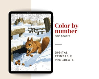 Snowy Park Paint by Number | Digital & Printable (PDF,PNG,SVG, Procreate files)