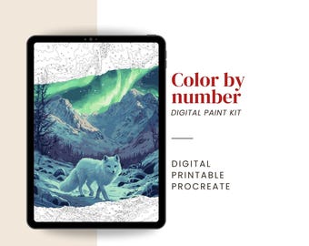 Winter Fox Paint by Number | Color by Number for Adults – Digital & Printable Kit (PDF, PNG, SVG, Procreate)