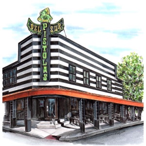 High quality art print of Pistolas del sur in east passyunk Philly iconic Philadelphia gallery wall Philly foodie art