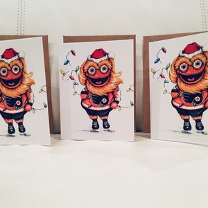 Pacote de 3 cartões de Natal corajosos em branco dentro do cartão de Natal para amantes de esportes da Filadélfia, fãs de hóquei, cartões de Natal, fãs de Filadélfia, Papai Noel, cartões de Natal corajosos