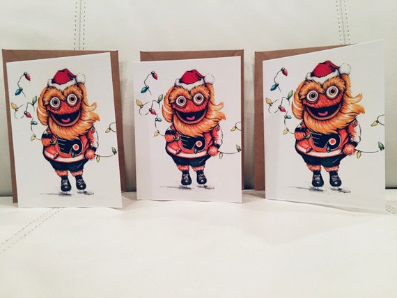 Pack of 3 gritty Christmas cards blank inside philly sports lover Christmas card hockey fan Xmas cards philly fan Santa gritty Xmas cards